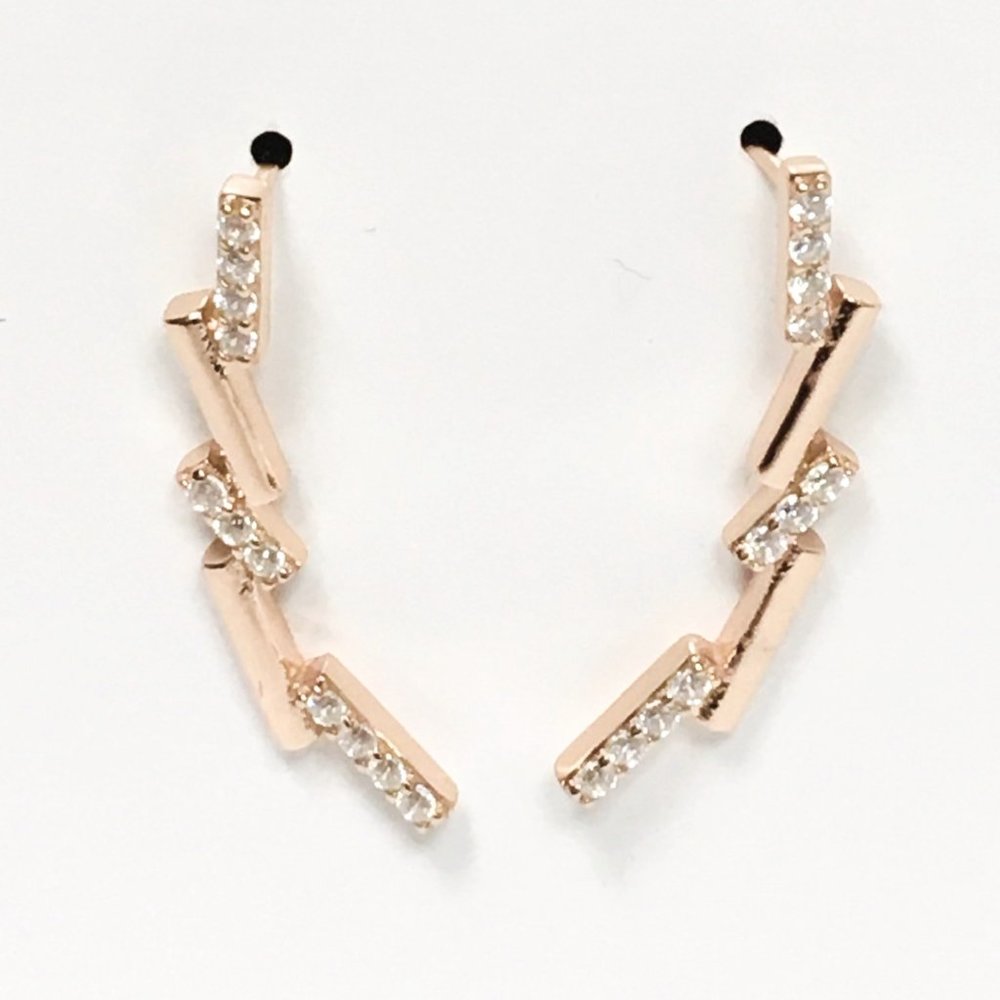Gold Rose Sterling Silver CZ Drop Earrings